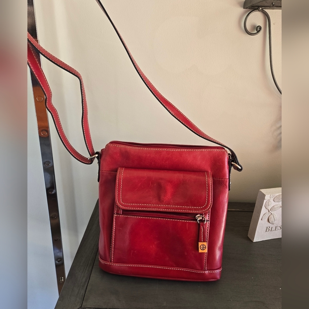 Red Leather Giani Bernini Crossbody Bag